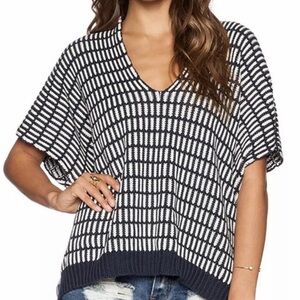 Free People Something Special Back Zip Short Sleeve Sweater Cotton SMALL